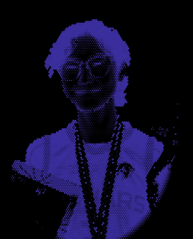 Chinsanaa, printed as a violet halftone